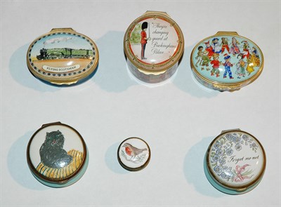 Lot 3587 - Group of Six Enamel Trinket Boxes Four Halcyon...