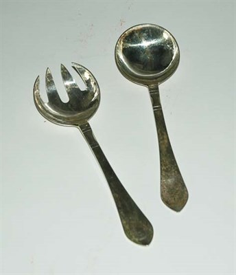 Lot 3606 - Georg Jensen Sterling Silver Salad Servers...