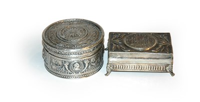 Lot 3649 - Two Continental Silver Boxes Total...