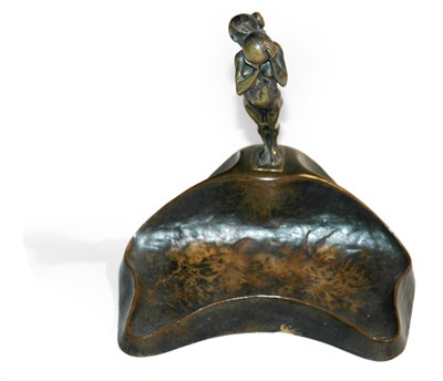 Lot 3597 - Art Nouveau Bronze Desk Tray with Figural Seal