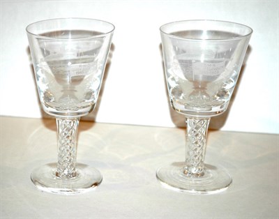 Lot 3690 - Pair of English Crystal Commemorative Goblets...