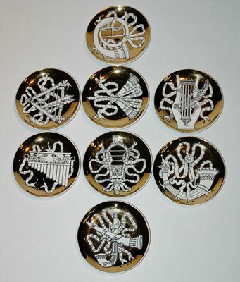 Lot 3589 - Set of Eight Piero Fornasetti Porcelain Dishes...