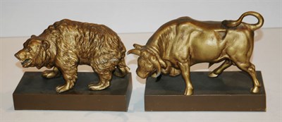 Lot 3595 - Pair of Gilt-Metal Figures of a Bull and a...
