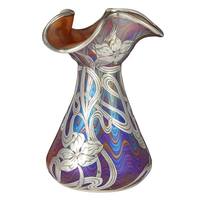 Lot 616 - Loetz Silver Overlay Glass Vase Circa 1900 Of...