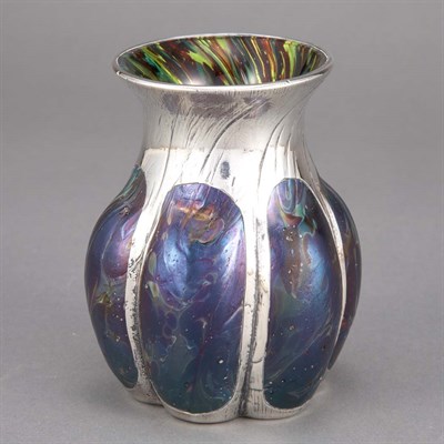 Lot 607 - Loetz Silver Overlay Glass Miniature Vase...