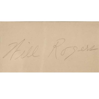 Lot 34 - ROGERS, WILL Autograph on card. Framed with...