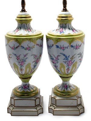 Lot 1094 - Pair of Sevres Style Porcelain Lamps Each of...