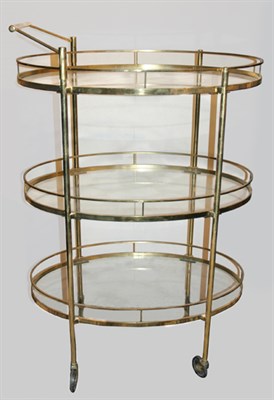 Lot 3139 - Neoclassical Style Brass Three-Tier Tea Cart...