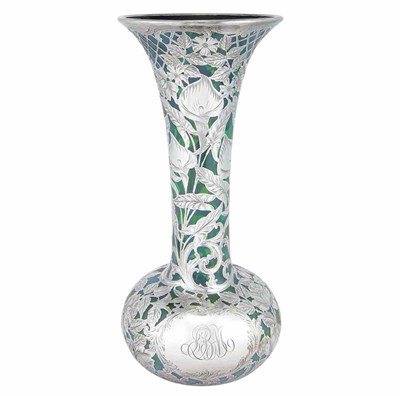 Lot 237 - Alvin Silver Overlay Glass Vase Circa 1900 In...