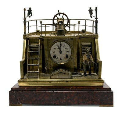 Lot 1115 - Gilt and Black Painted Metal Desk Clock Of...