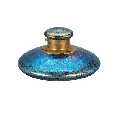 Lot 435 - Unsigned Loetz Brass Mounted Glass Inkwell...