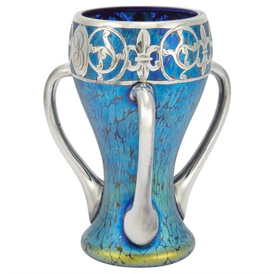 Lot 590 - Loetz Matthews Co. Silver Overlay Glass Vase...