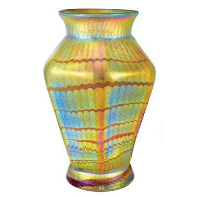 Lot 619 - Loetz Glass Vase Circa 1900 Of hexagonal...