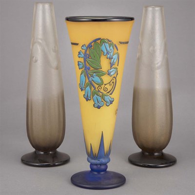 Lot 633 - Andre Delatte Enameled Glass Footed Vase Circa...