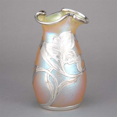 Lot 598 - Unsigned Loetz Alvin Silver Overlay Glass Bud...