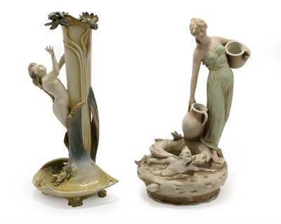 Lot 1524 - Two Continental Art Nouveau Painted Ceramic...