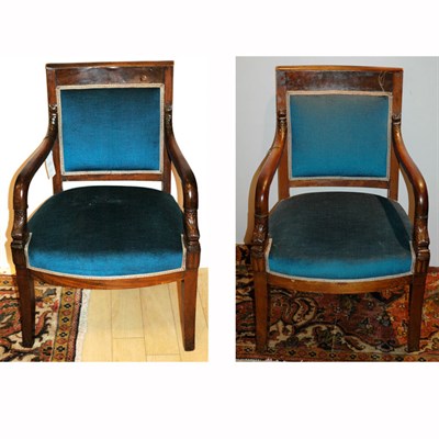 Lot 561 - Pair of Restauration Mahogany Fauteuils