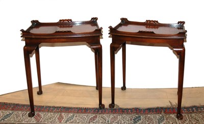 Lot 3178 - Pair of Queen Anne Style Fruitwood Galleried...