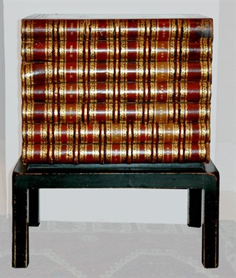 Lot 3179 - Red Leather Book-Form Fall Front Cabinet...