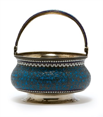 Lot 1286 - Russian Cloisonne Enameled Silver Footed...