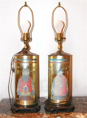 Lot 3420 - Pair of Ancestor Portrait Decorated Columnar...