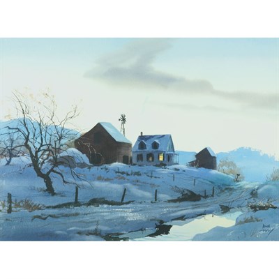 Lot 49 - John Pike American, 1911-1979 Farm at Dusk...
