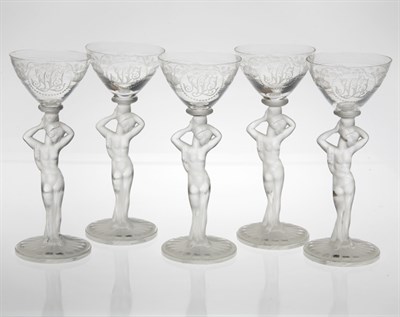 Lot 1588 - Set of Eleven Art Deco Molded Glass Cocktail...