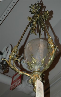 Lot 372 - Napoleon III Gilt-Metal and Frosted Glass Hall...