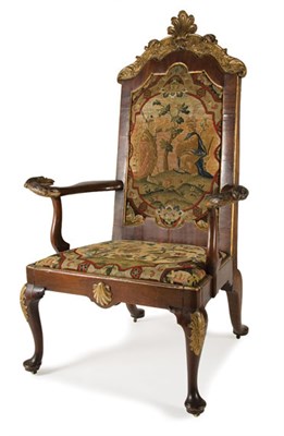 Lot 100 - George I Parcel Gilt Mahogany Armchair First...