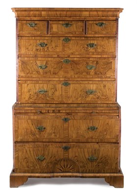 Lot 135 - George II Walnut and Marquetry Chest on Chest...
