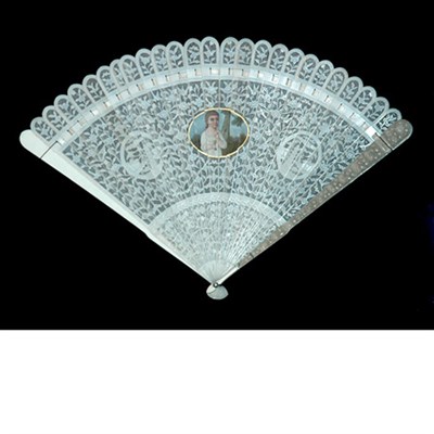 Lot 161 - Framed Chinese Export Ivory Fan 19th Century...