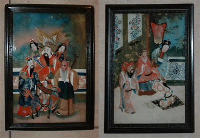Lot 301 - Pair of Chinese Reverse Paintings on Glass...