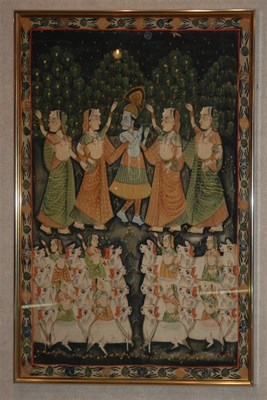 Lot 503 - Framed Indian School Pigment on Cloth Height...