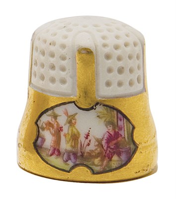 Lot 132 - Meissen Style Porcelain Thimble Decorated on...