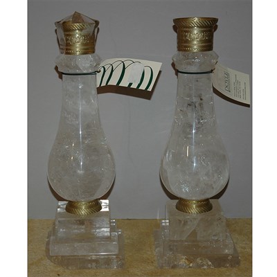 Lot 1388 - Pair of Gilt-Metal Mounted Rock Crystal Lamp...