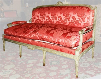 Lot 224 - Louis XVI Style Gilt Painted Settee In the...