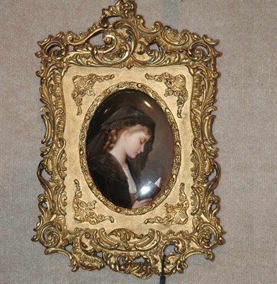 Lot 1141 - Framed KPM Painted Porcelain Plaque Of oval...