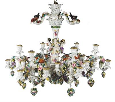 Lot 399 - German Porcelain Twenty-Four Light Chandelier...