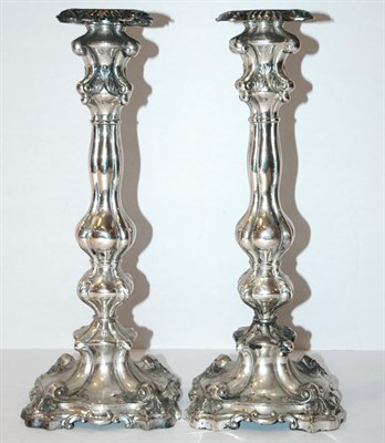 Lot 1272 - Pair of Continental Silver Candlesticks Late...