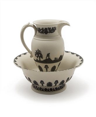 Lot 1422 - Wedgwood Style Pottery Pitcher and Basin...
