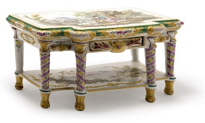 Lot 1320 - French Painted Ceramic Miniature Console The...