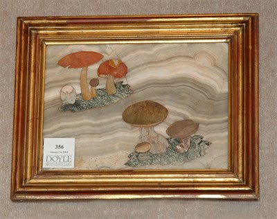 Lot 356 - Framed Pietre Dure Mushroom Plaque Height 6...