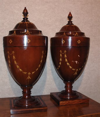 Lot 280 - Pair of Neoclassical Style Inlaid Mahogany Urn-...
