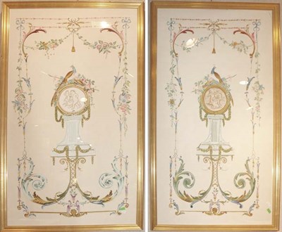 Lot 233 - Pair of Framed Neoclassical Style Polychrome...