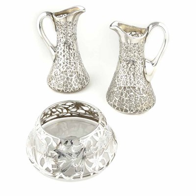 Lot 244 - Group of Alvin Silver Overlay Glass Articles...