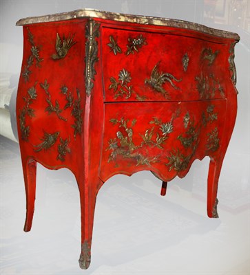 Lot 520 - Louis XV Style Marble Top Red Painted Commode...