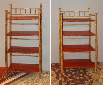Lot 241 - Pair of Gilt-Decorated Red Lacquered and...