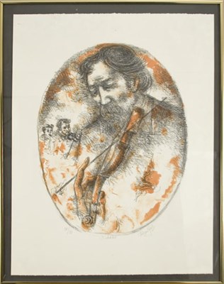 Lot 119 - Chaim Gross THE FIDDLER Color lithograph, 1975,...