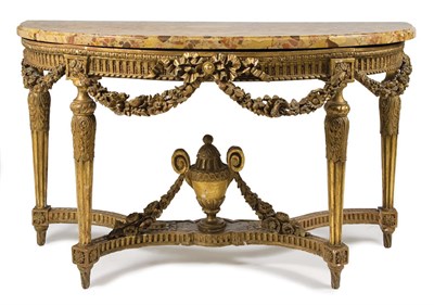 Lot 1419 - Louis XVI Style Gilt-Wood Console The demilune-...