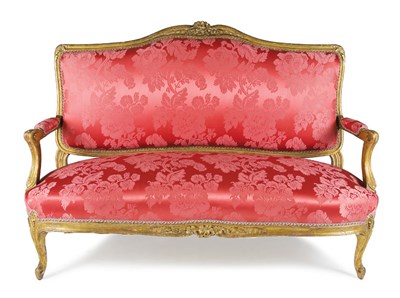 Lot 1340 - Louis XV Style Gilt-Wood Settee The carved...